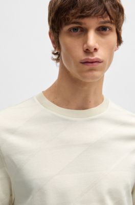  Mercerized-cotton T-shirt with two-tone jacquard, White