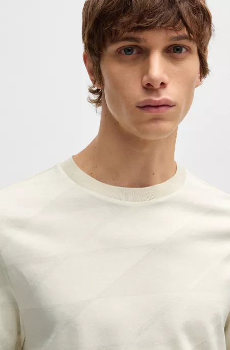 Mercerized-cotton T-shirt with two-tone jacquard