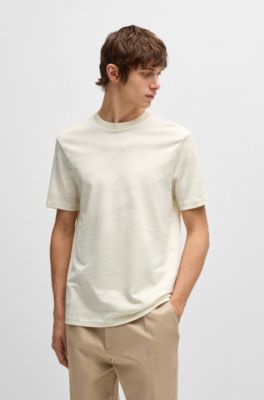  Mercerized-cotton T-shirt with two-tone jacquard, White