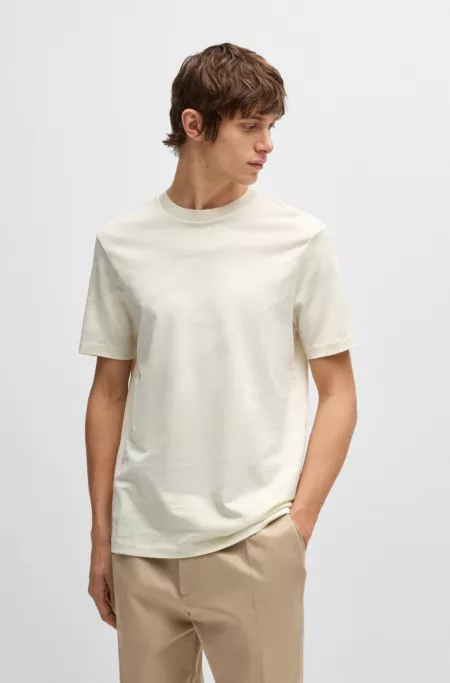 Mercerized-cotton T-shirt with two-tone jacquard