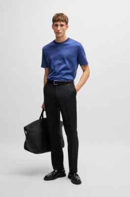  Mercerized-cotton T-shirt with two-tone jacquard, Light Blue