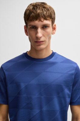  Mercerized-cotton T-shirt with two-tone jacquard, Light Blue