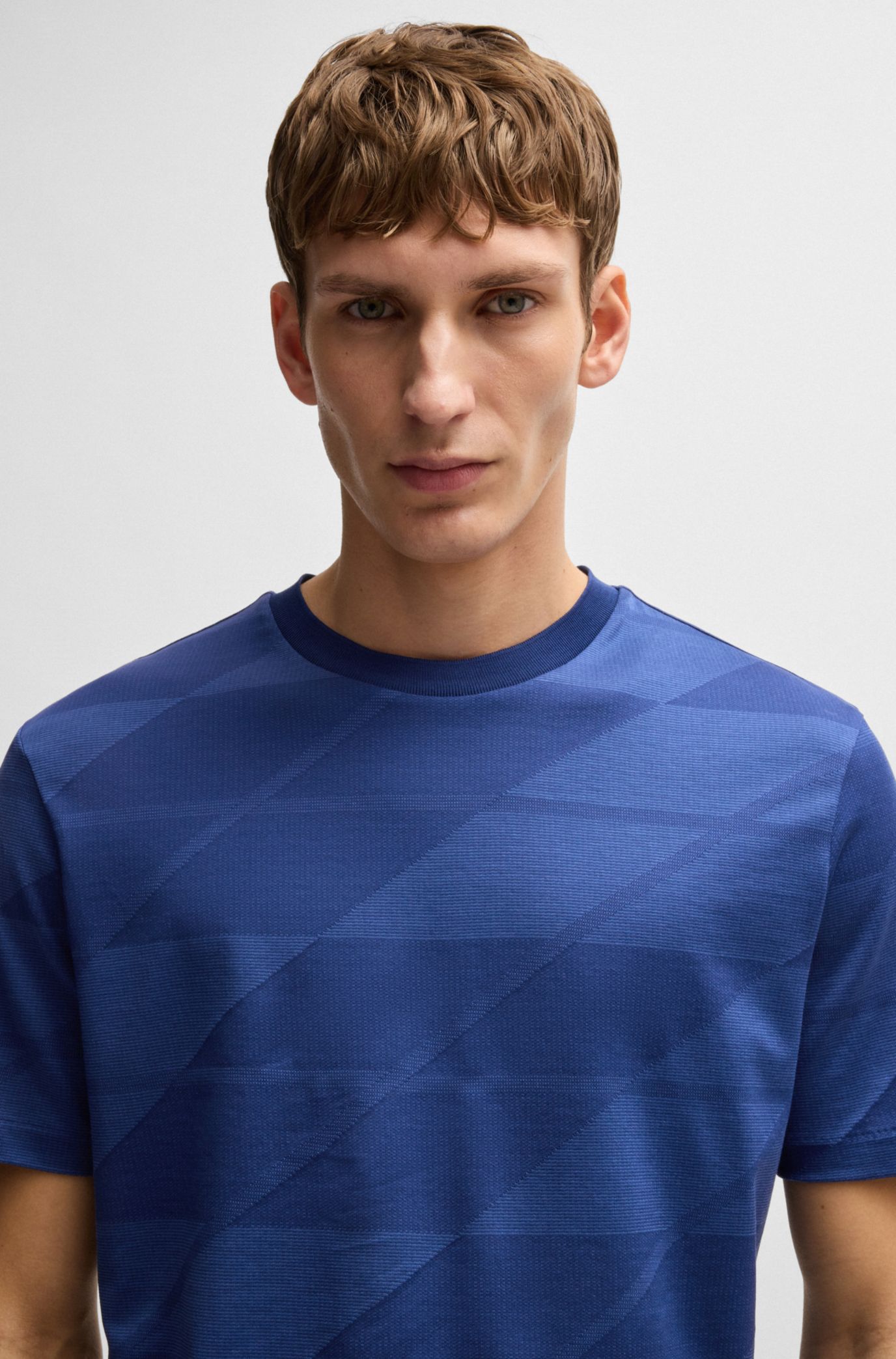 Tシャツ・カットソー BOSS Men T-shirt Blue 50468347 479 Hugo Boss Rubber-Print Logo Cotton T-Shirt, Size Large