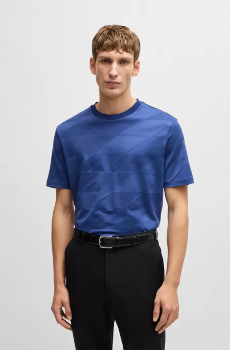 Mercerized-cotton T-shirt with two-tone jacquard