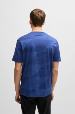  Mercerized-cotton T-shirt with two-tone jacquard, Light Blue