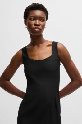 Bodycon midi-length dress in stretch material, Black