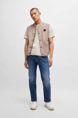 Maine Regular-fit jeans in blue soft-motion denim, Dark Blue