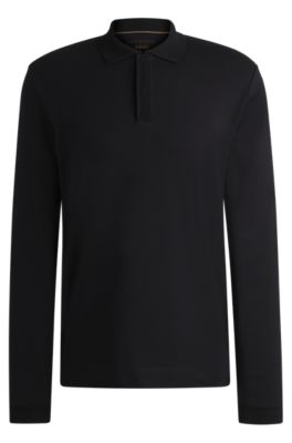 Polo regular fit de algod&oacute;n y cashmere, Negro