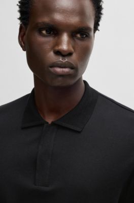 Polo regular fit de algod&oacute;n y cashmere, Negro