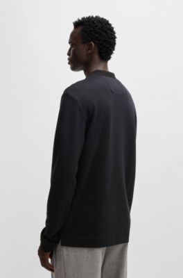 Polo regular fit de algod&oacute;n y cashmere, Negro