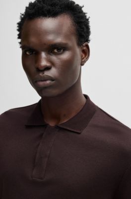 Polo Regular en coton et cachemire, Violet fonc&eacute;