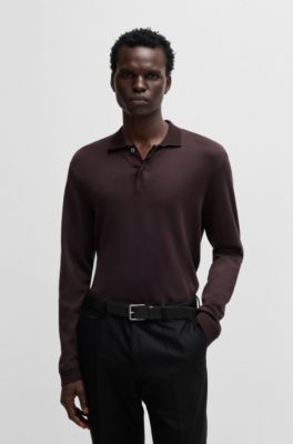 Polo Regular en coton et cachemire, Violet fonc&eacute;