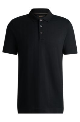 Hugo Boss Regular-fit Polo Shirt In Mercerized Italian Cotton In Black
