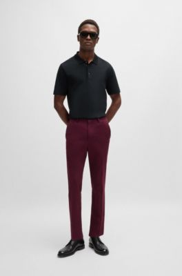 Polo de algod&oacute;n y lana en jacquard de espiga, Negro