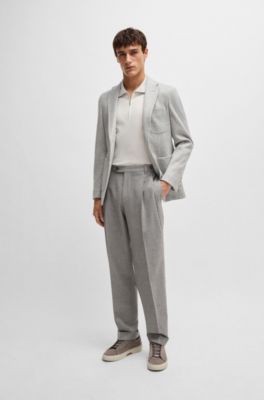 BOSS - Zip-placket polo shirt in cotton and silk - White