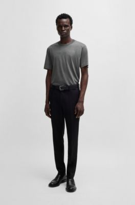 Fineline-stripe T-shirt in cotton and silk, Grey