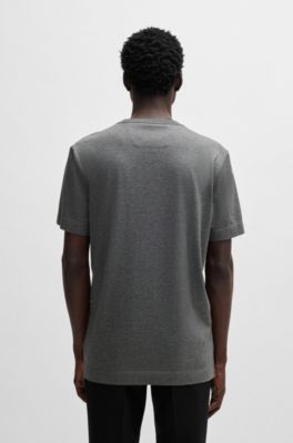 Fineline-stripe T-shirt in cotton and silk, Grey