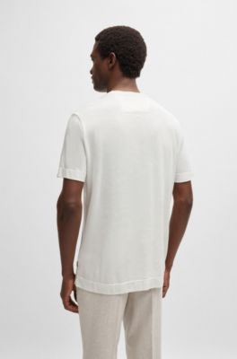 Fineline-stripe T-shirt in cotton and silk, White