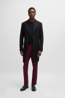 Herringbone regular-fit T-shirt in cotton and wool, Black