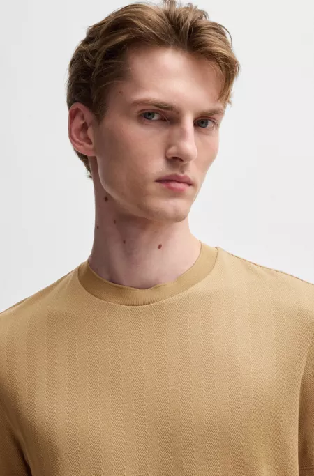 Herringbone regular-fit T-shirt in cotton and wool
