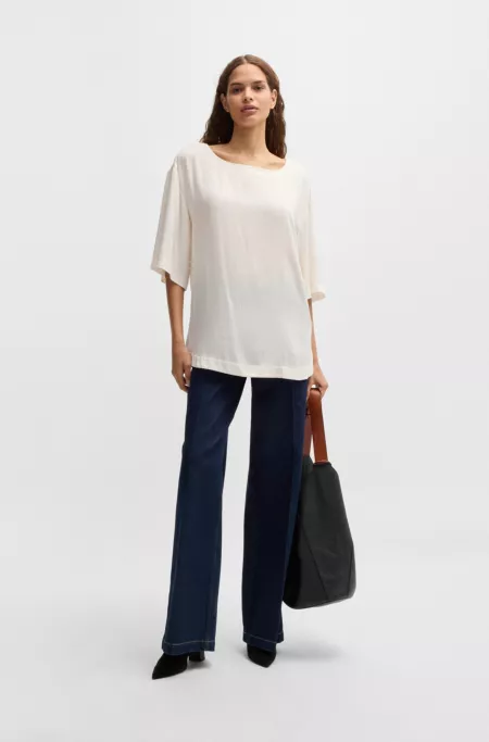 Relaxed-fit blouse with contrast stitching