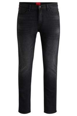 Shop Hugo Extra-slim-fit Jeans In Black-black Stretch Denim