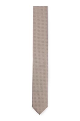 Hugo Boss Silk-blend Tie With Jacquard-woven Pattern In Light Beige