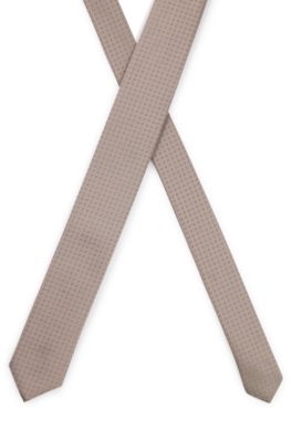 Silk-blend tie with jacquard-woven pattern, Light Beige