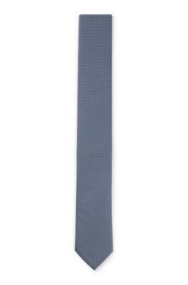 Hugo Boss Silk-blend Tie With Jacquard-woven Pattern In Light Blue