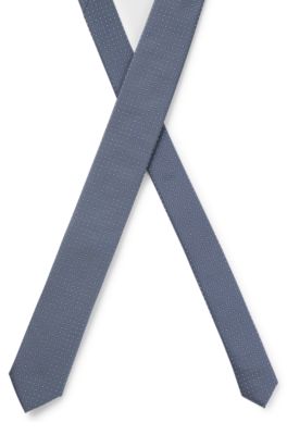 Silk-blend tie with jacquard-woven pattern, Light Blue