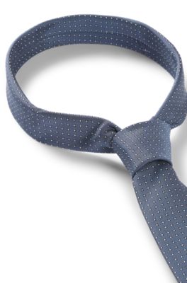 Silk-blend tie with jacquard-woven pattern, Light Blue