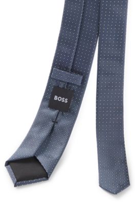 Silk-blend tie with jacquard-woven pattern, Light Blue