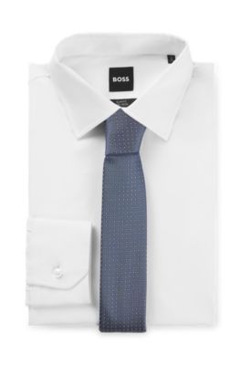 Silk-blend tie with jacquard-woven pattern, Light Blue