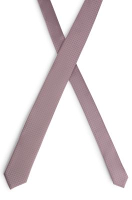 Silk-blend tie with jacquard-woven pattern, light pink