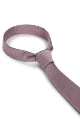 Silk-blend tie with jacquard-woven pattern, light pink