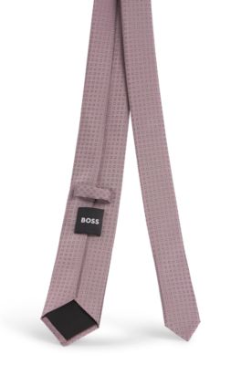Silk-blend tie with jacquard-woven pattern, light pink