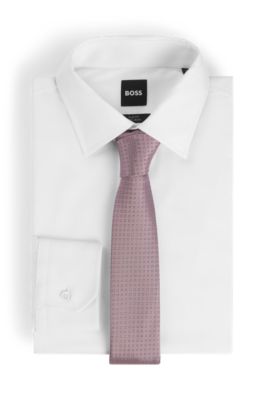 Silk-blend tie with jacquard-woven pattern, light pink
