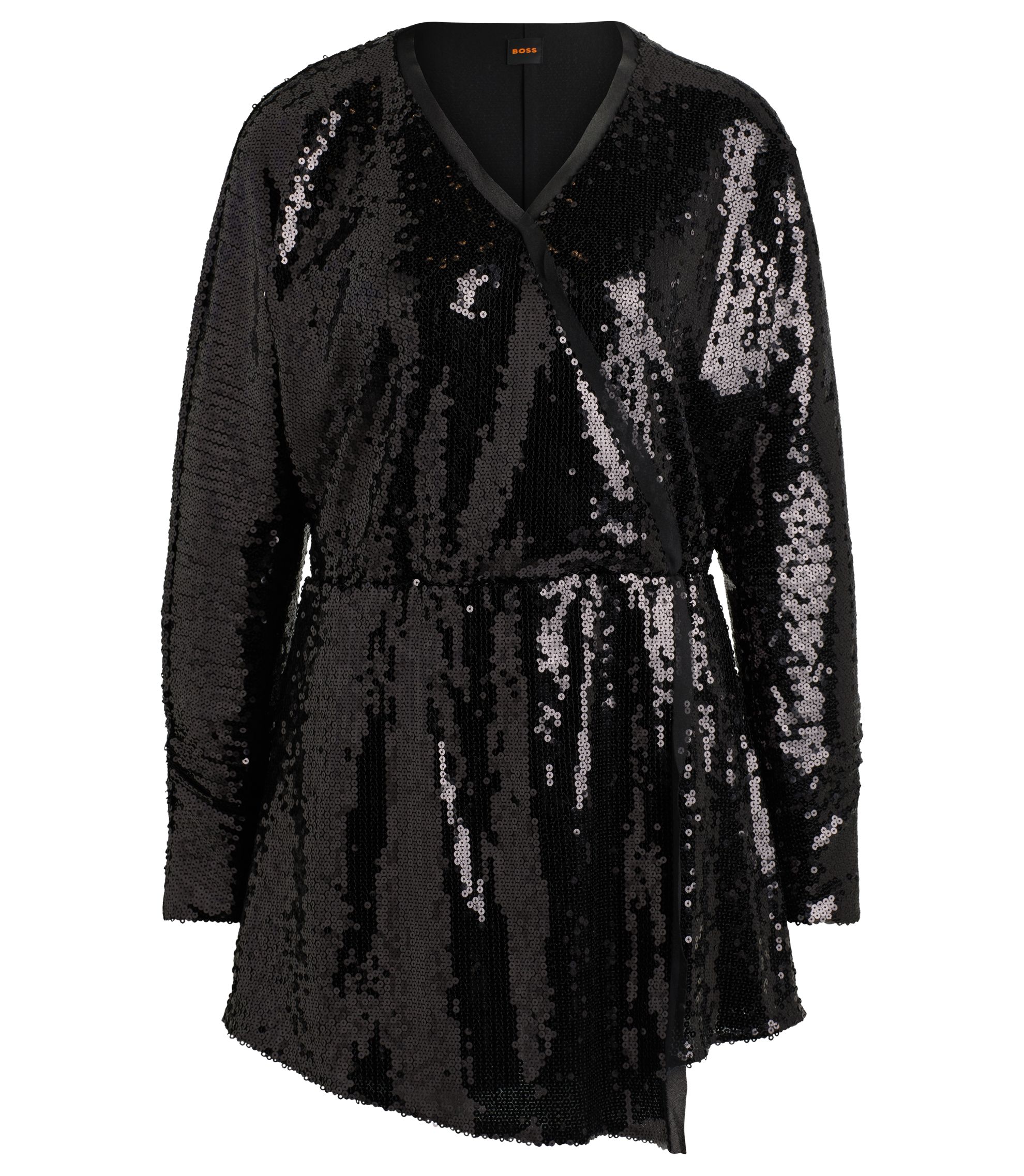 BOSS - Sequinned jumpsuit with wrap front - Black