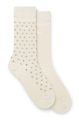 Lot de deux paires de chaussettes mi-mollet en coton m&eacute;lang&eacute;, Blanc