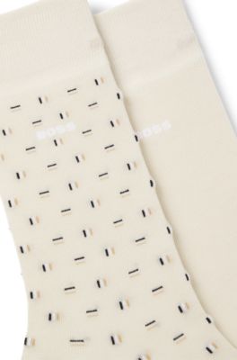 Lot de deux paires de chaussettes mi-mollet en coton m&eacute;lang&eacute;, Blanc