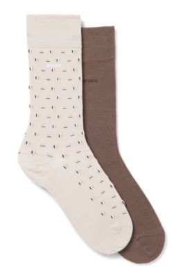 Paquete de dos pares de calcetines de algod&oacute;n de largo est&aacute;ndar, Beige claro