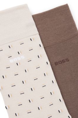 Two-pack of cotton-blend socks in a regular length, Light Beige