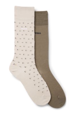 Paquete de dos pares de calcetines de algod&oacute;n de largo est&aacute;ndar, Beige claro