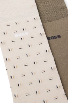 Paquete de dos pares de calcetines de algod&oacute;n de largo est&aacute;ndar, Beige claro