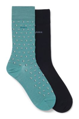 Two-pack of cotton-blend socks in a regular length, Turquoise