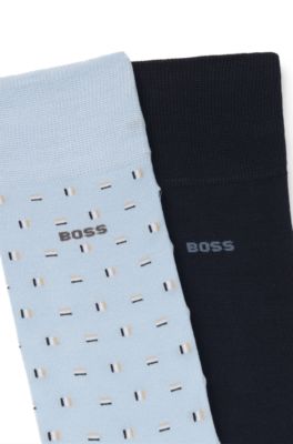 Paquete de dos pares de calcetines de algod&oacute;n de largo est&aacute;ndar, Celeste