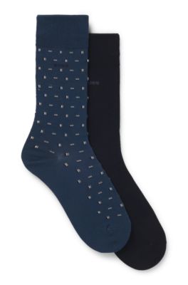 Lot de deux paires de chaussettes mi-mollet en coton m&eacute;lang&eacute;, bleu clair