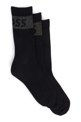 Hugo Boss Three-pack Of Short Socks With Logos In Black
