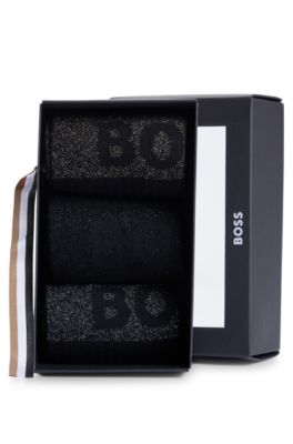 Three-pack of short socks with logos, Black