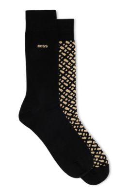 Hugo Boss Two-pack Of Regular-length Socks In A Cotton Blend In Black
